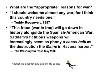 What are the “appropriate” reasons for war?