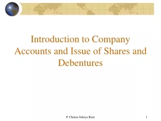 Introduction to Company Accounts and Issue of Shares and Debentures
