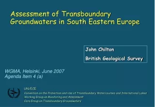 Assessment of Transboundary Groundwaters in South Eastern Europe