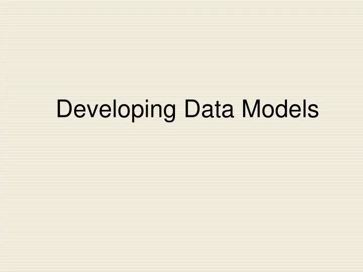 developing data models