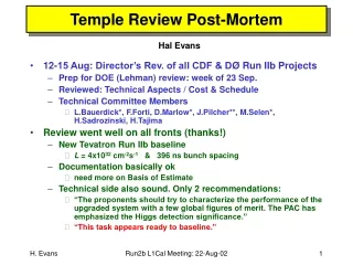 Temple Review Post-Mortem