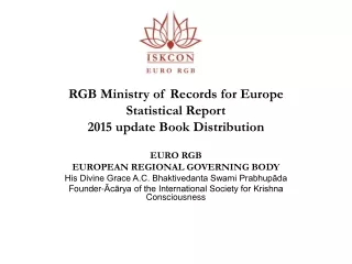 RGB Ministry of Records for Europe Statistical Report  2015 update Book Distribution