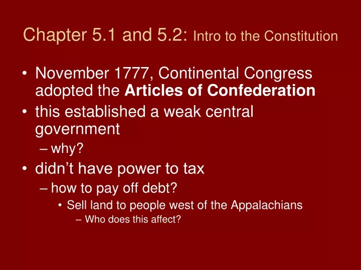 chapter 5 1 and 5 2 intro to the constitution