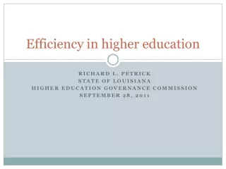 Efficiency in higher education