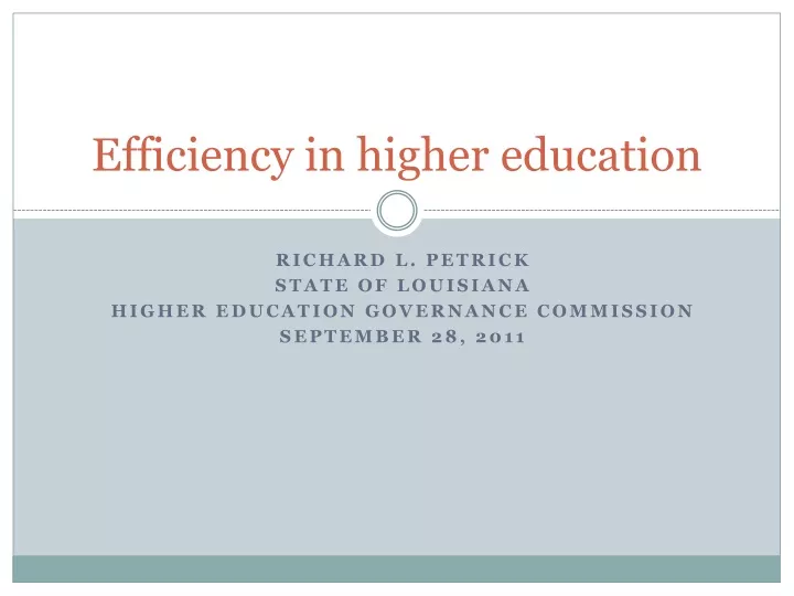 efficiency in higher education