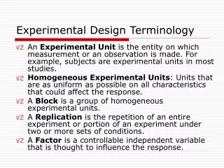 Experimental Design Terminology