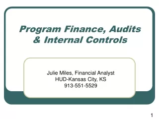 Program Finance, Audits &amp; Internal Controls