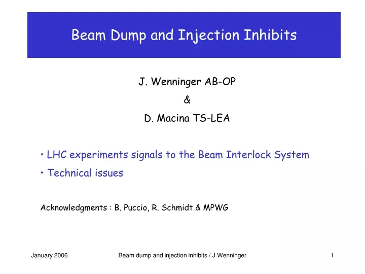 beam dump and injection inhibits