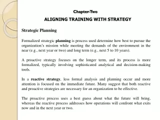 Chapter-Two ALIGNING TRAINING WITH STRATEGY