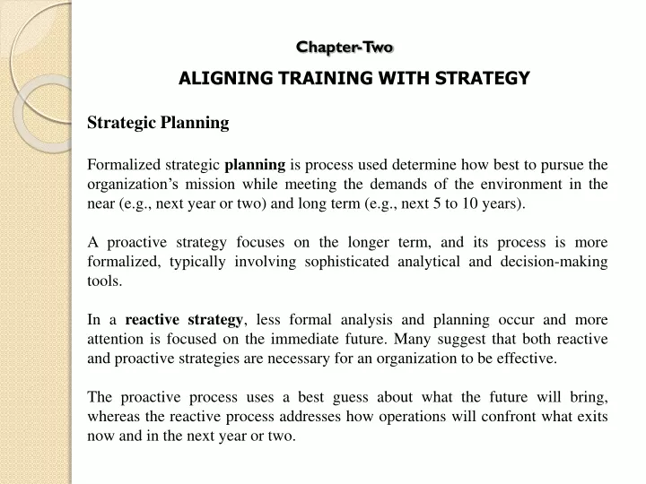 chapter two aligning training with strategy