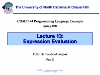 Lecture 13:  Expression Evaluation