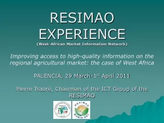 RESIMAO EXPERIENCE (West-African Market Information Network)