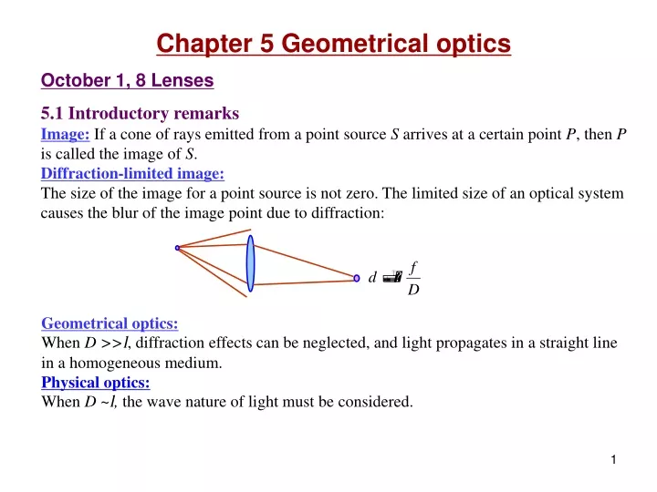chapter 5 geometrical optics october 1 8 lenses