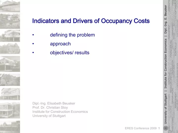 indicators and drivers of occupancy costs