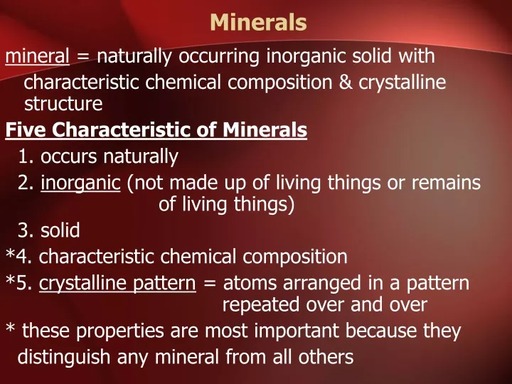 minerals