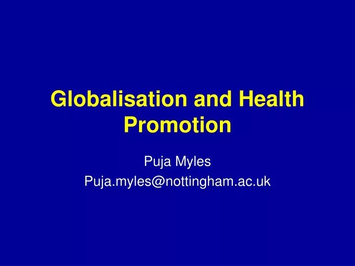 globalisation and health promotion