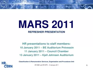 MARS 2011 REFRESHER PRESENTATION