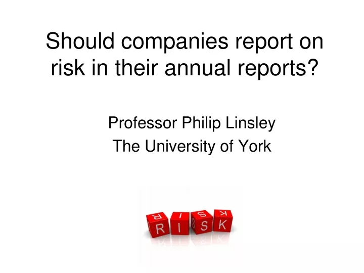 should companies report on risk in their annual reports