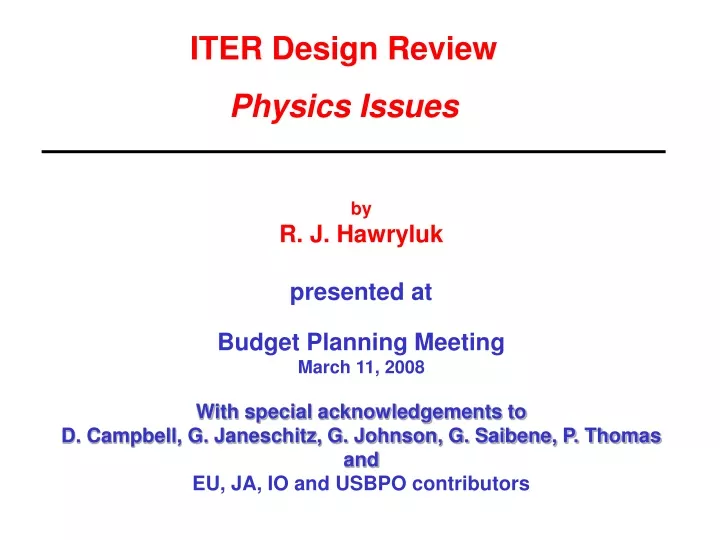 iter design review physics issues