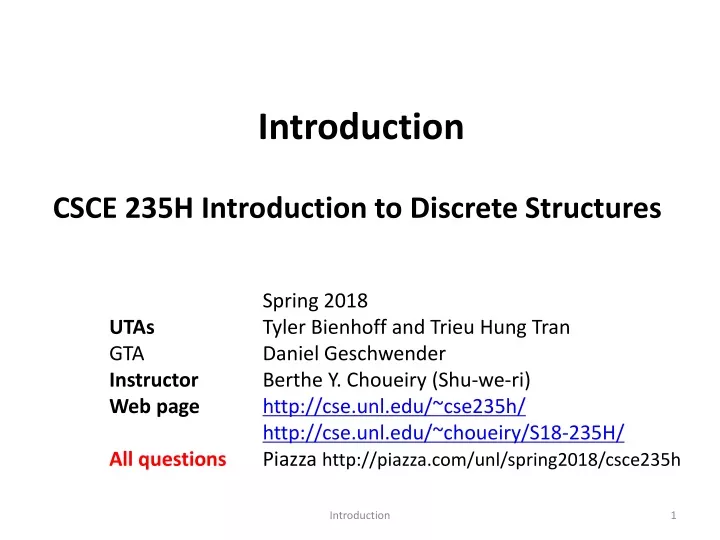 introduction csce 235h introduction to discrete structures