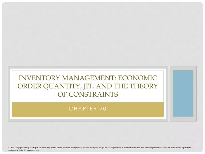 inventory management economic order quantity jit and the theory of constraints