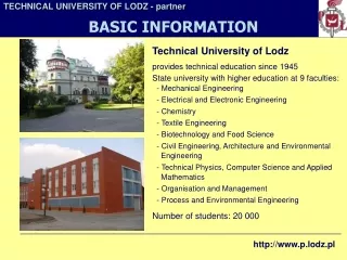 Technical University of Lodz provides technical education since 19 45