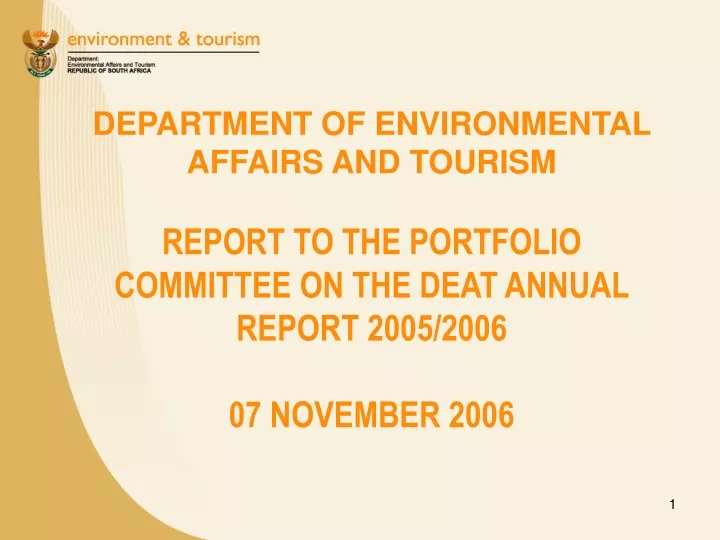 department of environmental affairs and tourism