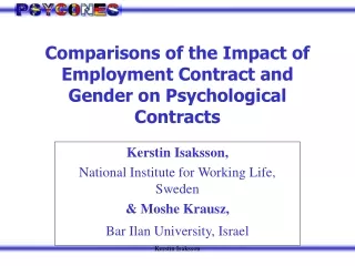 Comparisons of the Impact of Employment Contract and Gender on Psychological Contracts