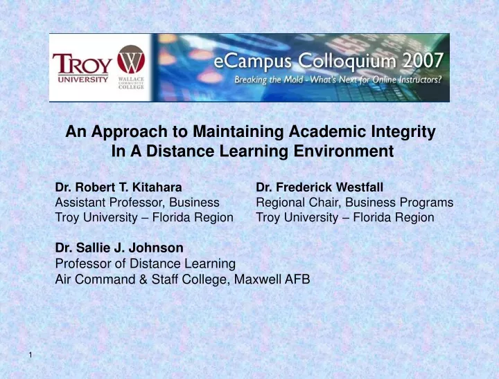 an approach to maintaining academic integrity
