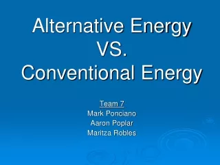 Alternative Energy VS. Conventional Energy