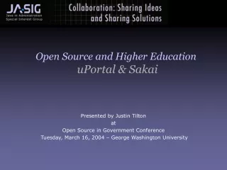Presented by Justin Tilton at Open Source in Government Conference