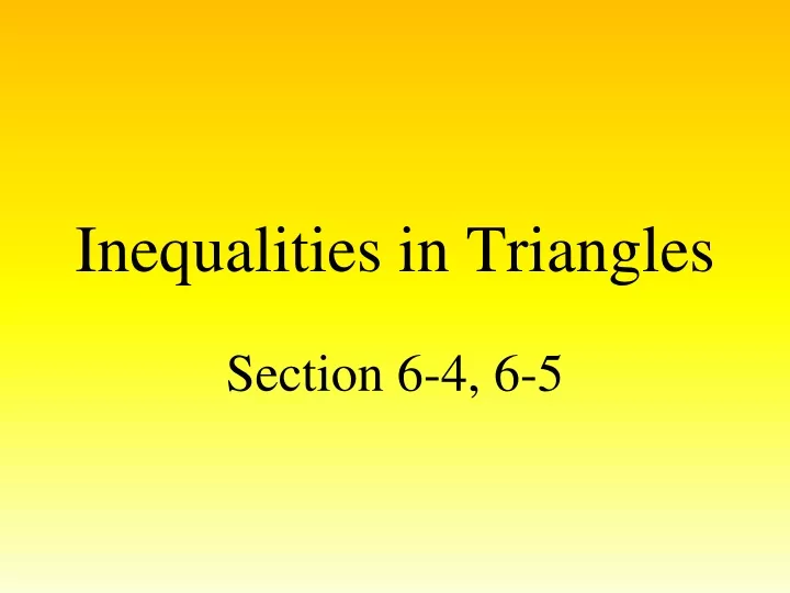 inequalities in triangles