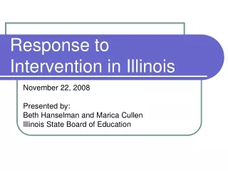 Response to Intervention in Illinois