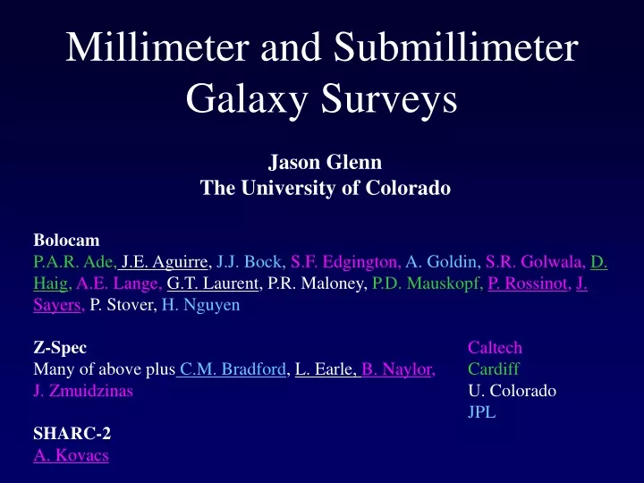 millimeter and submillimeter galaxy surveys