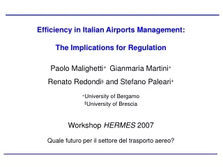Efficiency in Italian Airports Management: The Implications for Regulation