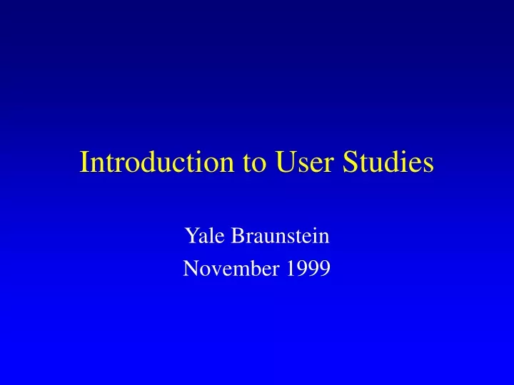 introduction to user studies