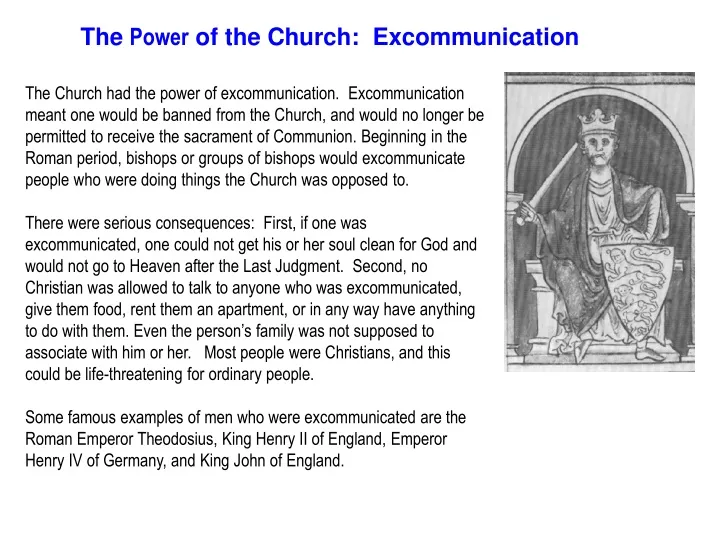 the power of the church excommunication