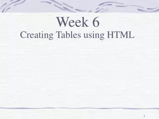 Creating Tables using HTML
