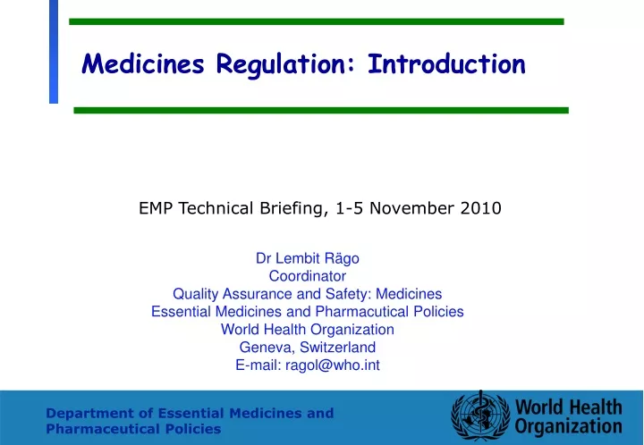 medicines regulation introduction