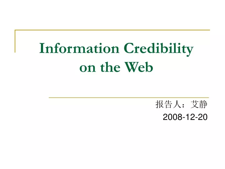 information credibility on the web