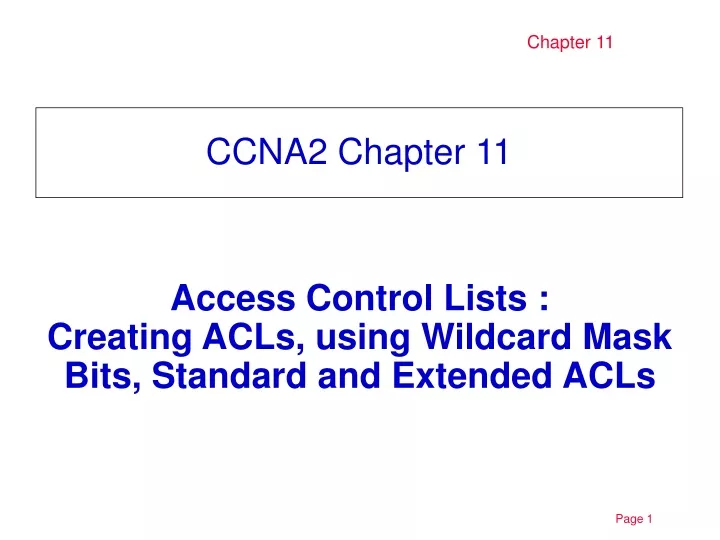 access control lists creating acls using wildcard mask bits standard and extended acls