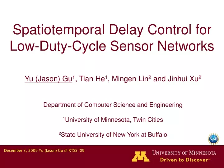 spatiotemporal delay control for low duty cycle sensor networks