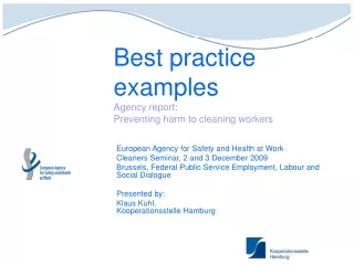Best practice examples  Agency report:  Preventing harm to cleaning workers
