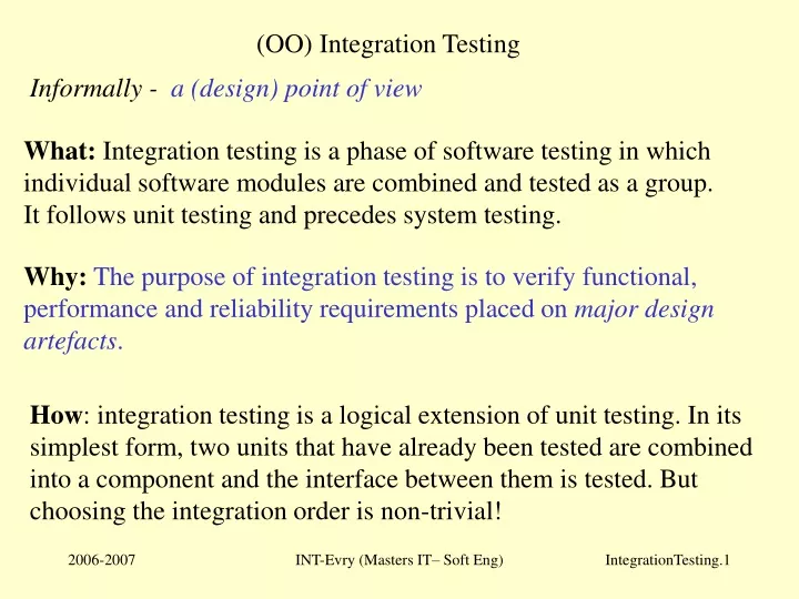 oo integration testing