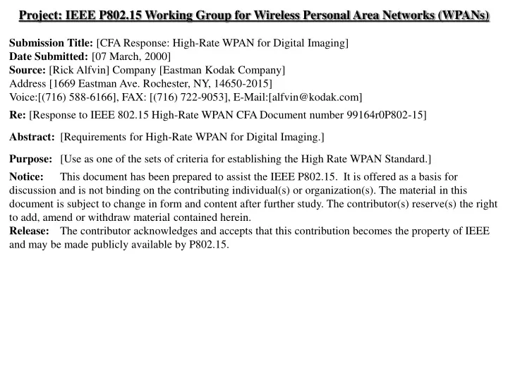 project ieee p802 15 working group for wireless