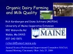 Organic Dairy Farming  and Milk Quality