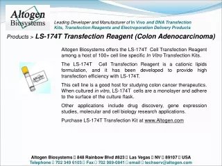 Products &gt; LS-174T Transfection Reagent (Colon Adenocarcinoma)