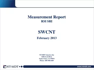 NT-MDT America Inc 3200 Scott Blvd. Santa Clara, CA 95054 Phone: 408-988-8409