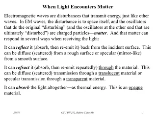 When Light Encounters Matter