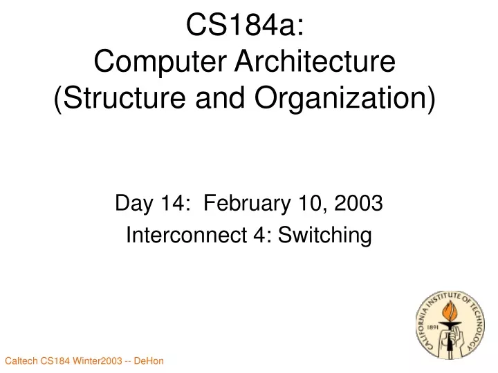 cs184a computer architecture structure and organization